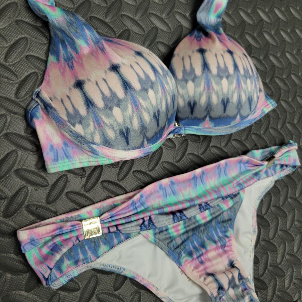 Victoria’s Secret Tie Dye Push Up Bikini Set Blue Pink Pastel 32B Small